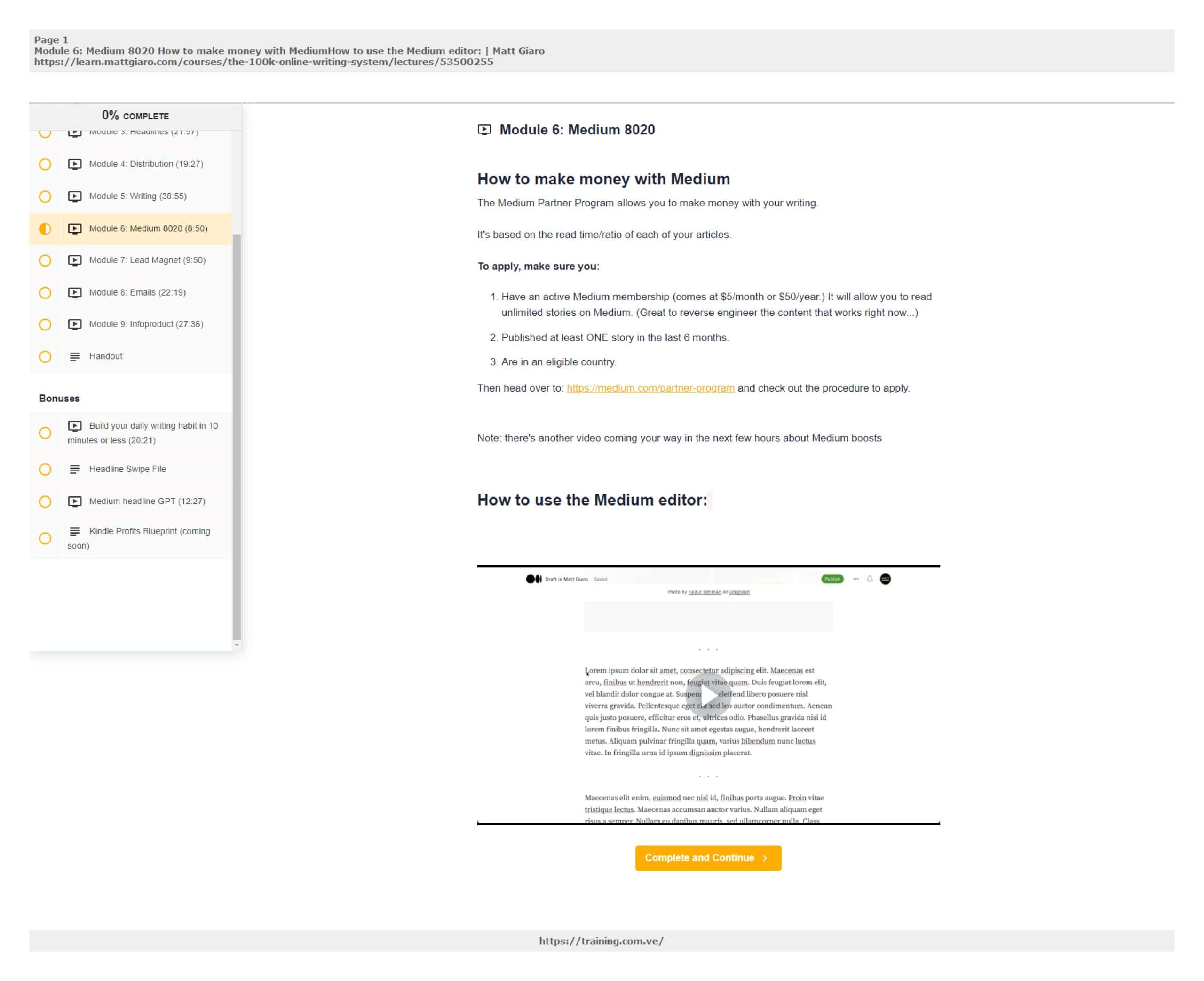the 100k online writing system by matt giaro